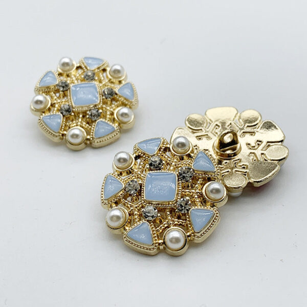 Vintage French-Inspired Rhinestone Round Metal Shank Buttons 12pcs - Image 2