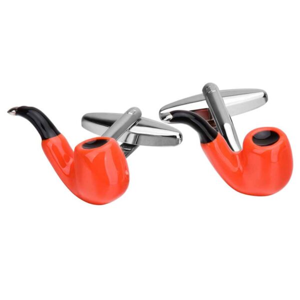 Unique Copper Orange Pipe Cufflinks for Men