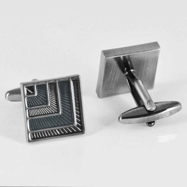17mm Square Grey-Black Resin Cufflinks – Antique Silver