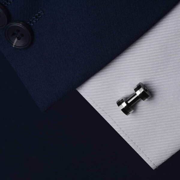 17mm Silver & Gunmetal Dumbbell Cufflinks