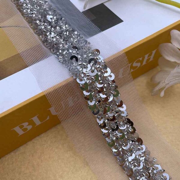 Glamorous 2cm Gold Silver Mesh Beaded Sequin Lace Trim – 5 Yards