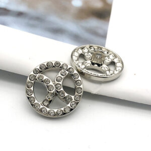 20mm Gold Silver Round Hollow Diamond Metal Button 20pcs