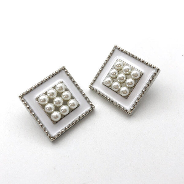 20mm Gold and Silver Square Pearl Metal Shank Buttons 12pcs - Image 3