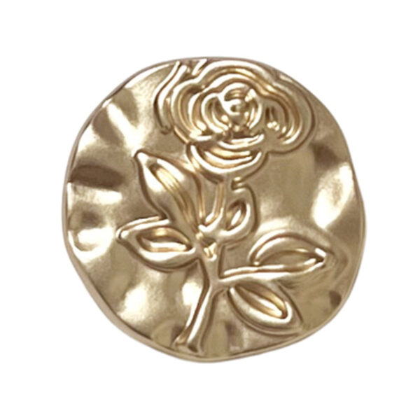 15/20MM Round Gold Silver Embossed Rose Metal Shank Buttons 20pcs - Image 2
