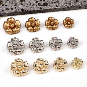 24L/28L/32L/36L Flower Floral Metal Shank Buttons 20pcs