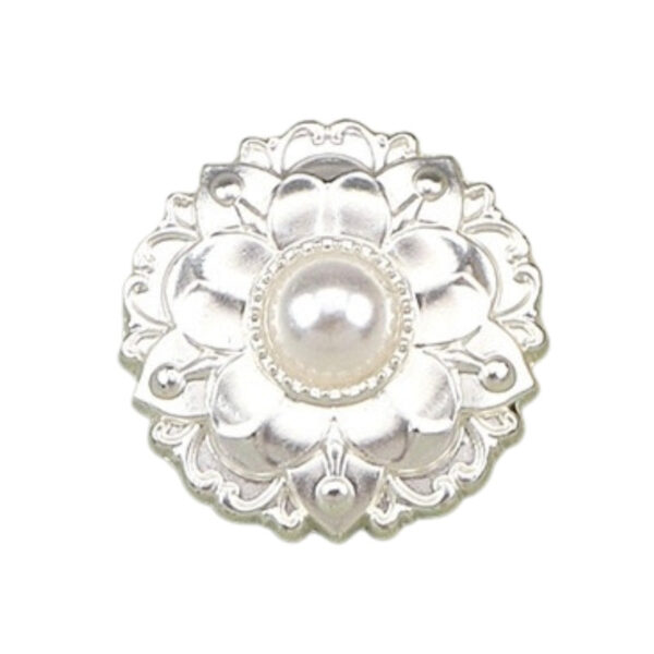 18/23MM White &Gold Peony Pearl Metal Buttons 20pcs - Image 3