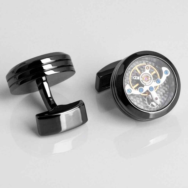 Luxury Tourbillon Watch Movement Cufflinks for Steampunk Men