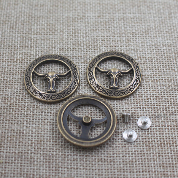 28mm Round Hollowed Bullhead Alloy Wallet Screws Metal Button 50pcs - Image 2