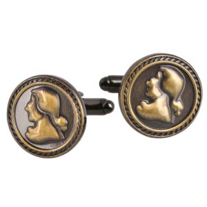 Vintage Bronze Round Portrait Cufflinks for Distinguished Gentlemen