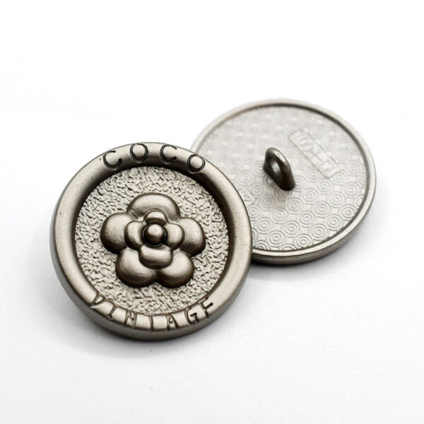 23mm Gold Nickel Round Floral Metal Shank Coat Button 10pcs - Image 2