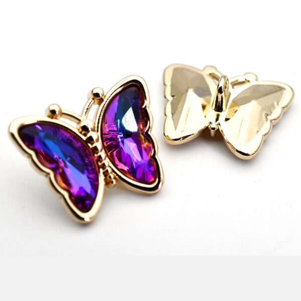 Butterfly Zircon Crystal Glass Metal Shank Buttons for Tops 10pcs - Image 8