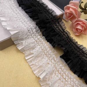 7.5cm Spandex Satin Lace Ruffle Trim for Lolita Dresses – 10 Yards