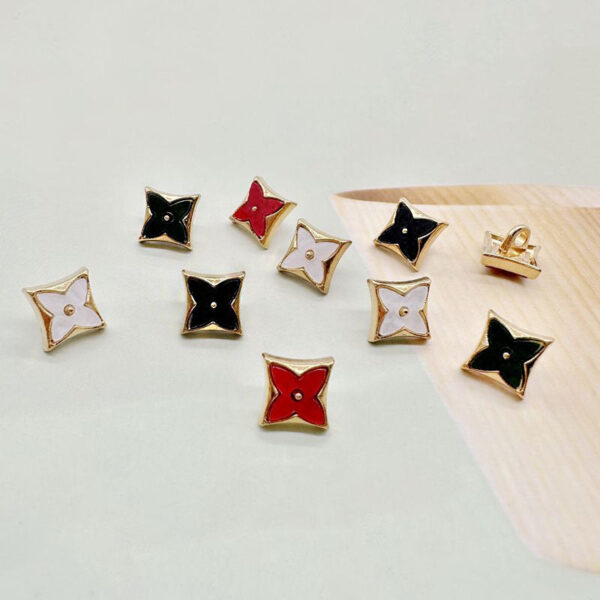 11.5mm Rhombus Four-Leaf Clover Enamel Metal Shank Shirt Buttons 20pcs - Image 2
