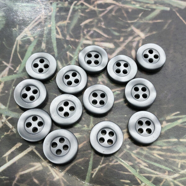 11.5mm Grey Resin Round Shirt Buttons with 4 Holes 100pcs - Image 6