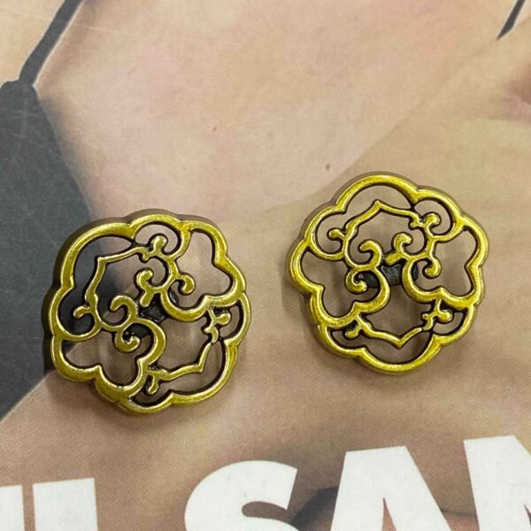 Gold Hollow Auspicious Cloud Metal Shank Buttons for Clothing 20pcs