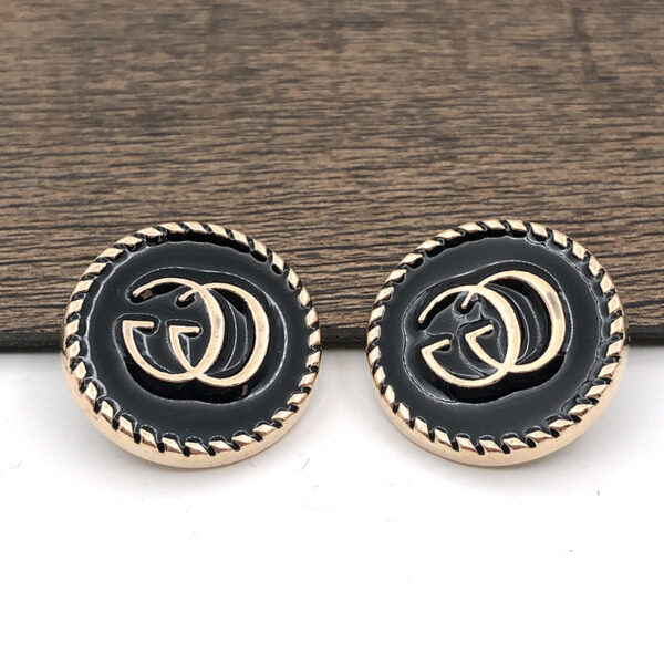 Black White Double G Dot Oil Gold Metal Shank Buttons 20pcs - Image 4