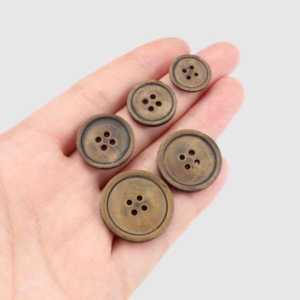 25mm Round 4-Hole Natural Black Buffalo Horn Buttons for Coats 10pcs