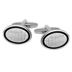 Black Oil-Drop Oval Cufflinks for Men