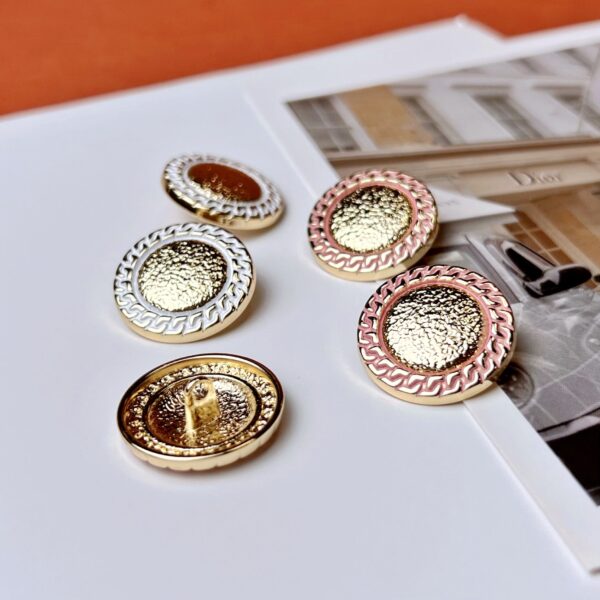 18/23MM Pink White Black Chain-Edged Rose Gold Metal Buttons 20pcs - Image 2
