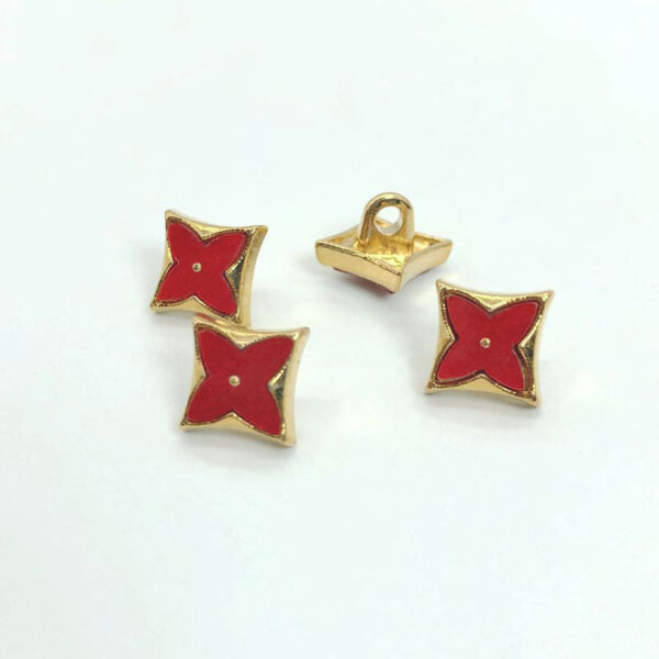 11.5mm Rhombus Four-Leaf Clover Enamel Metal Shank Shirt Buttons 20pcs - Image 4