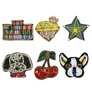 DIY Hand-Rhinestone Beaded Dog and Animal Pattern Applique 6 Pack