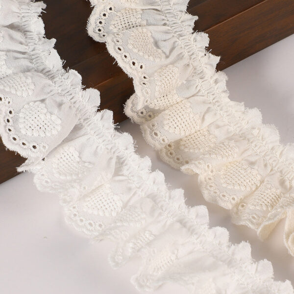 40mm Cotton Embroidered Heart Lace Trim 5 Yards - Image 3