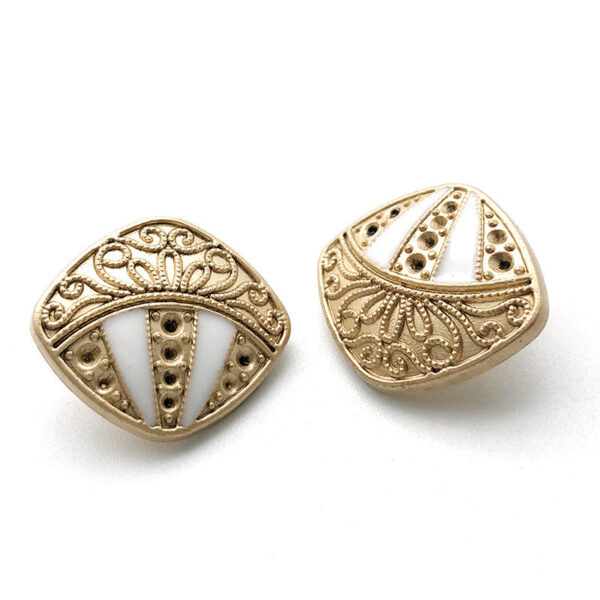 Exotic Diamond-Inlaid Pearl Metal Shank Button 10pcs - Image 4