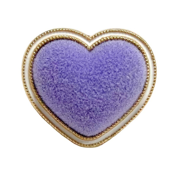 Purple & Black Flocked White-Edge Heart Metal Buttons 20pcs - Image 4