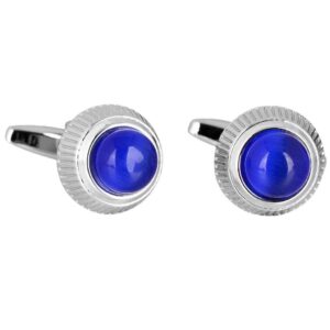 Blue Cat's Eye Stone Round Cufflinks for Men