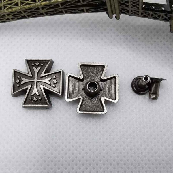 Vintage Silver Round Cross Rivet Stud Buttons for Retro Jeans
