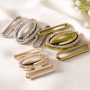 Oval Crystal-Studded Belt Buckle Set Adjustable Metal Clasps 20pcs