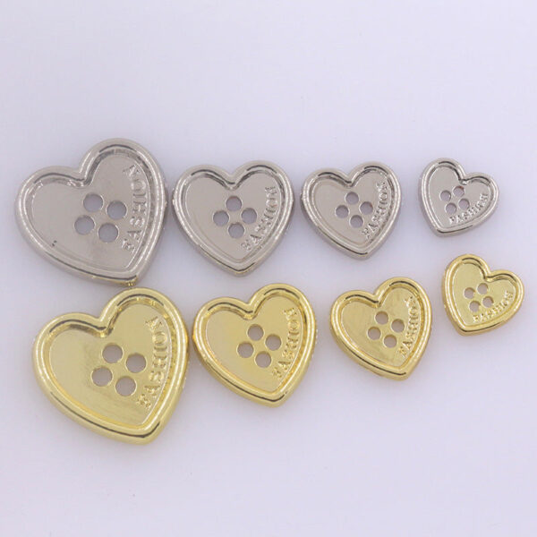 Heart Shaped Metal Buttons Four Holes for Clothing Knitwear 96 Pack - Image 2