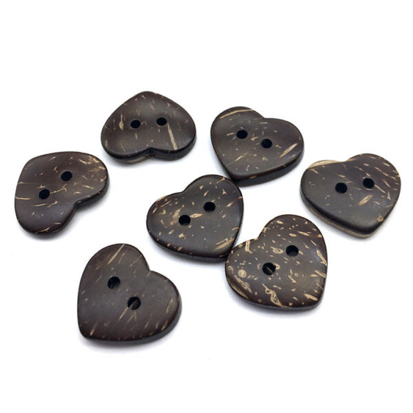20mm Heart-Shaped Two-Hole Coconut Shell Shirt Buttons 20pcs - Image 2