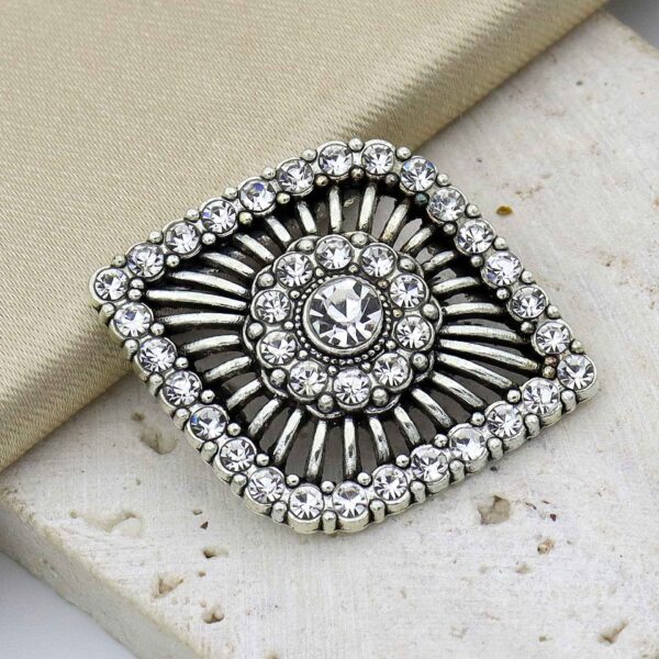 25x30.5mm Antique Silver Hollow Eye-Shaped Rhinestone Shank Buttons