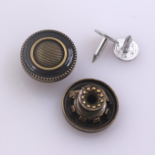 17mm Antique Bronze Metal Alloy Stud Buttons for Denim 100pcs - Image 2