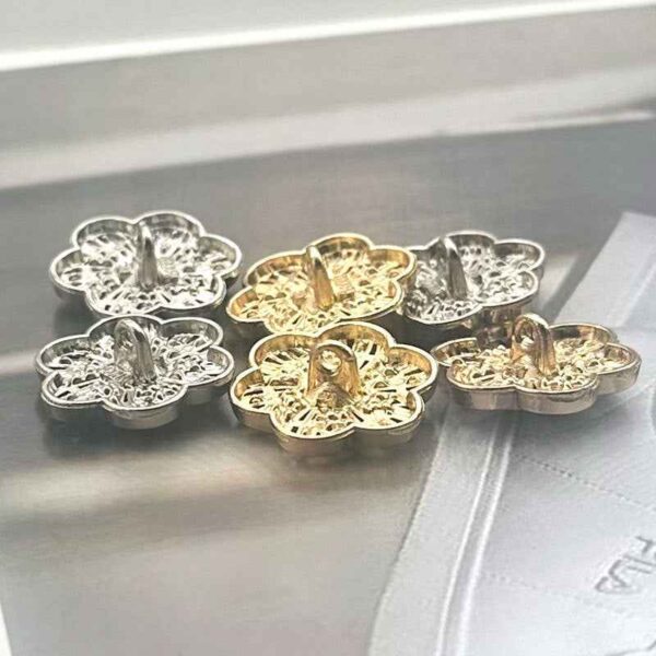 3/4 Inch Floral Crystal Gold Shank Coat Buttons for Women 20pcs