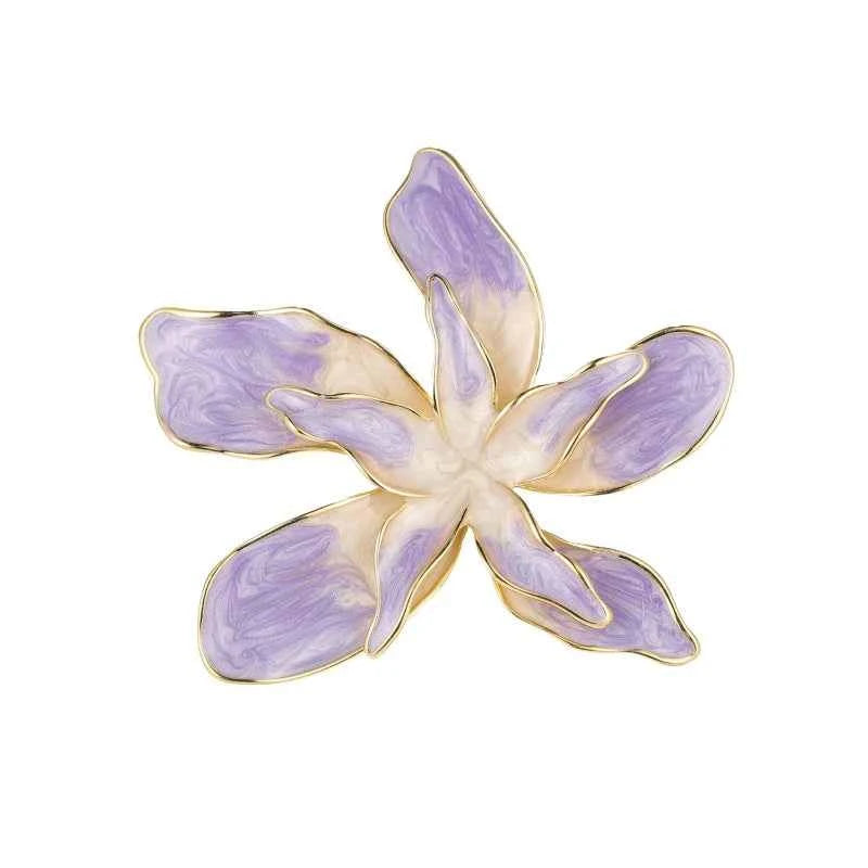 Purple Gold Bauhinia Orchid Brooch Pin