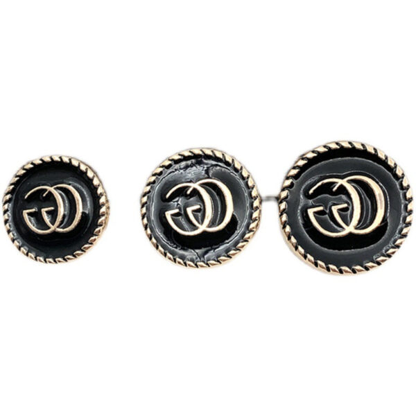 Black White Double G Dot Oil Gold Metal Shank Buttons 20pcs - Image 3