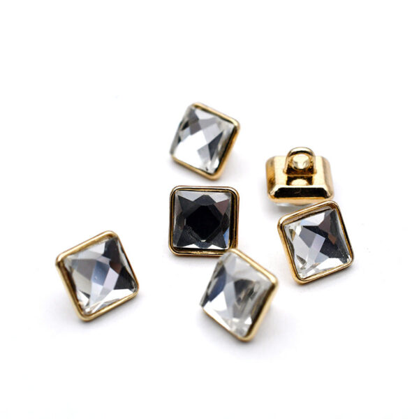 10mm Square and Triangle Glass Shirt Cuff Metal Shank Buttons 20pcs - Image 4