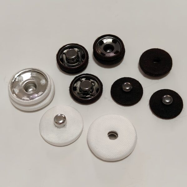 13-28mm White Black Fabric Covered Invisible Metal Snap Buttons 20pcs - Image 2