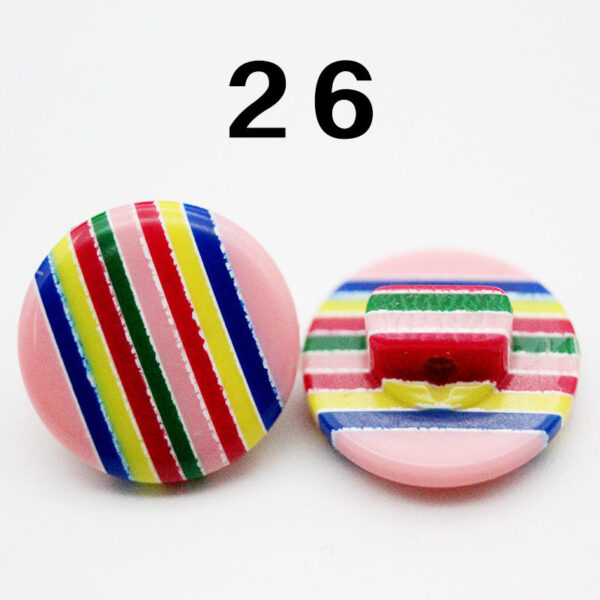 14mm Rainbow Round Shank Striped Resin Buttons for Shirts 50pcs - Image 29