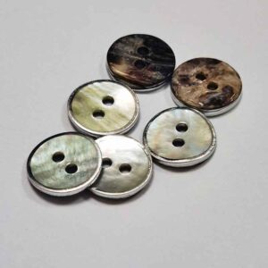 Gold Silver Edge Mother of Pearl 2-Hole Round Shell Buttons 100 Pack