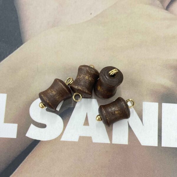 8mm Brown Chinese Hanfu Qipao Concave Cylinder Wooden Buttons 20pcs