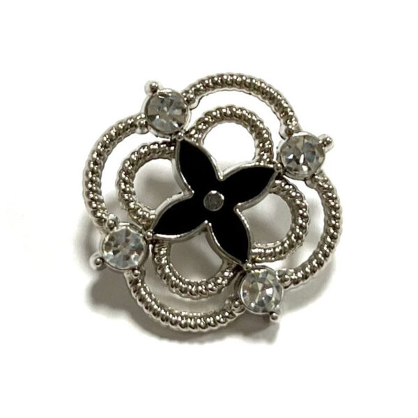20mm Rhinestone Hollow Clover Metal Shank Button 12pcs - Image 2