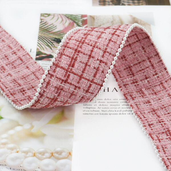 38mm Checkered Flannel Ribbon with Bead Edge 5 Yards - Image 5
