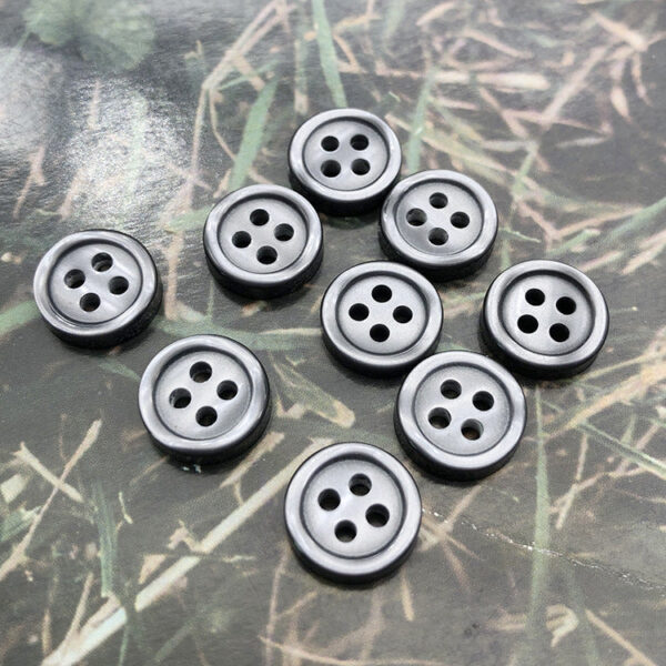 11.5mm Grey Resin Round Shirt Buttons with 4 Holes 100pcs - Image 3