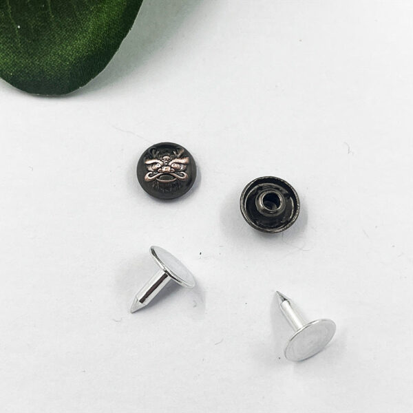 9/17mm Vintage Bronze Metal Dragon Denim Stud Buttons 96 Pack - Image 2