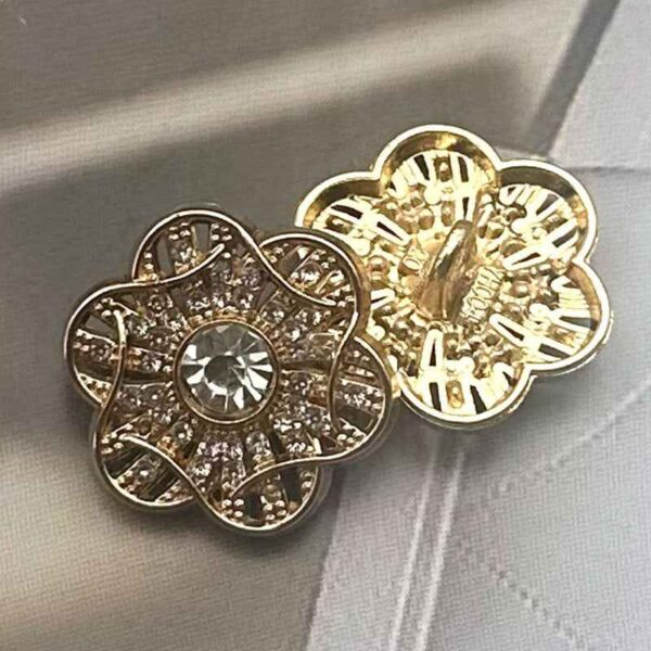3/4 Inch Floral Crystal Gold Shank Coat Buttons for Women 20pcs