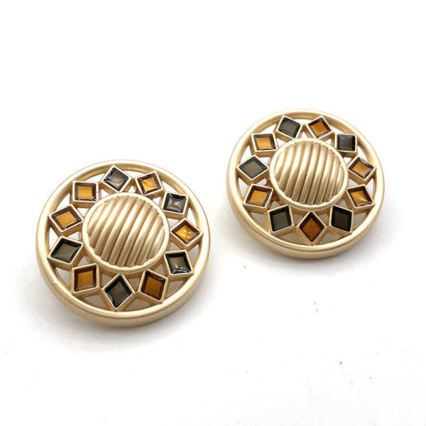 22mm Gold Round Square Rhinestone Metal Shank Buttons 10pcs - Image 6