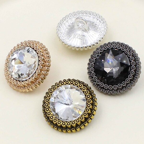 19mm/22mm Round Glass Rhinestone Metal Buttons 40 Pack(4 Colors)